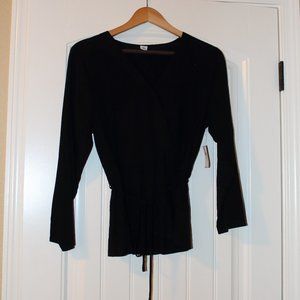 Old Navy Faux Wrap Top - Black Sz Med